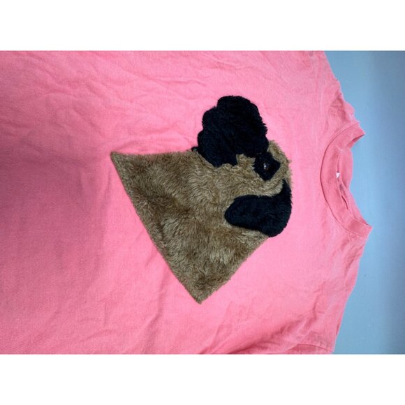 Vintage heart tuggers Hanes beefy Pink short sleeve T-Shirt With Fuzzy Dog Graph - Picture 2 of 13